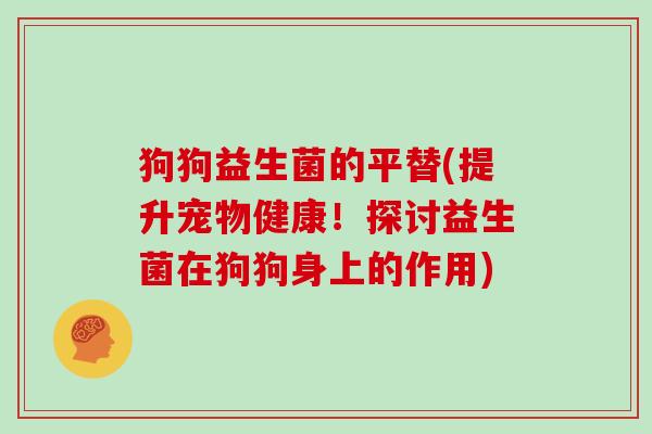 狗狗益生菌的平替(提升宠物健康！探讨益生菌在狗狗身上的作用)