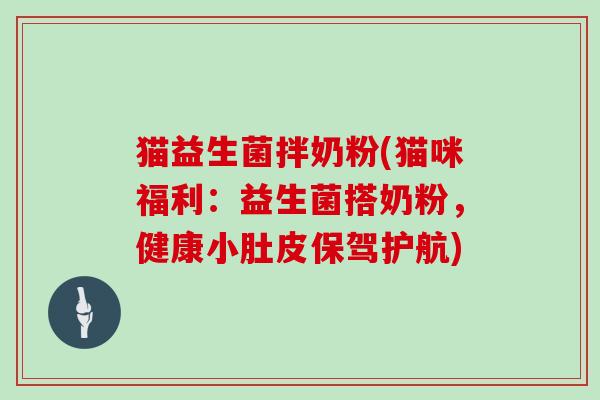 猫益生菌拌奶粉(猫咪福利：益生菌搭奶粉，健康小肚皮保驾护航)