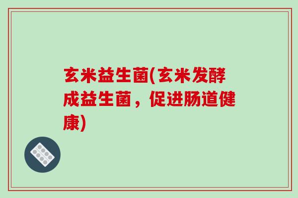 玄米益生菌(玄米发酵成益生菌，促进肠道健康)