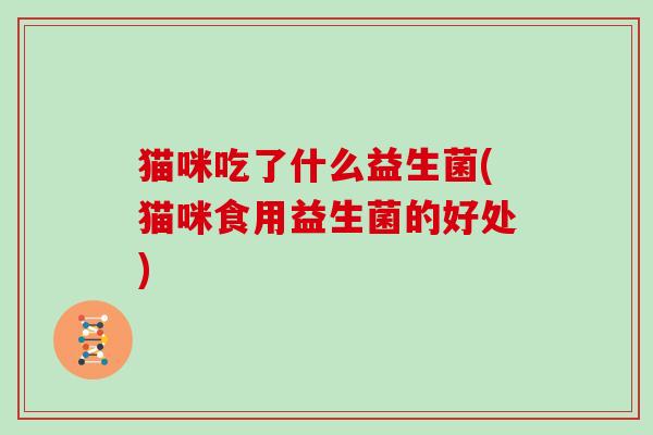 猫咪吃了什么益生菌(猫咪食用益生菌的好处) 猫咪吃了什么益生菌(猫咪食用益生菌的好处)