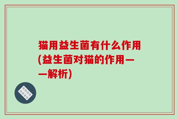 猫用益生菌有什么作用(益生菌对猫的作用——解析)