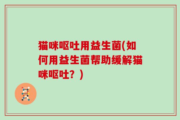 猫咪呕吐用益生菌(如何用益生菌帮助缓解猫咪呕吐？)