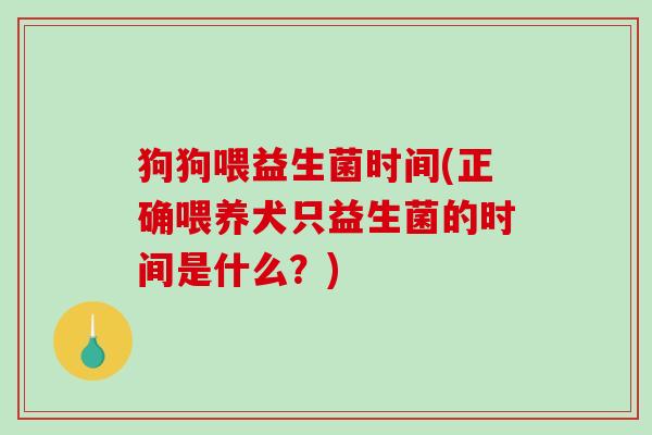 狗狗喂益生菌时间(正确喂养犬只益生菌的时间是什么？)