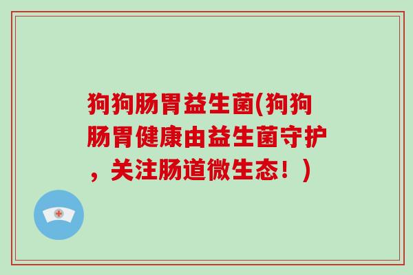狗狗肠胃益生菌(狗狗肠胃健康由益生菌守护,关注肠道微生态!) 狗狗肠胃益生菌(狗狗肠胃健康由益生菌守护,关注肠道微生态!)