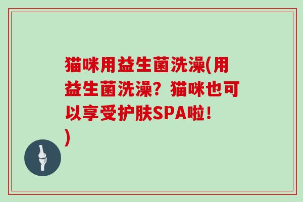 猫咪用益生菌洗澡(用益生菌洗澡？猫咪也可以享受护肤SPA啦！)