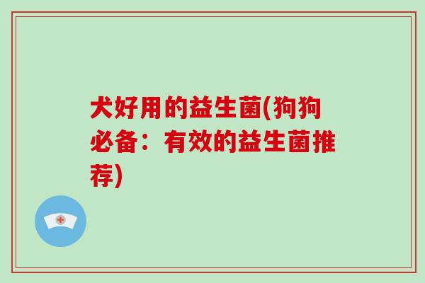 犬好用的益生菌(狗狗必备：有效的益生菌推荐)