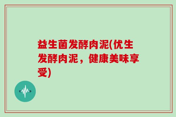 益生菌发酵肉泥(优生发酵肉泥，健康美味享受)