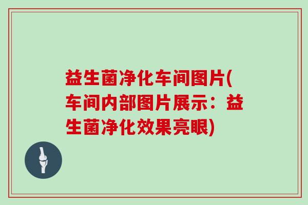 益生菌净化车间图片(车间内部图片展示：益生菌净化效果亮眼)