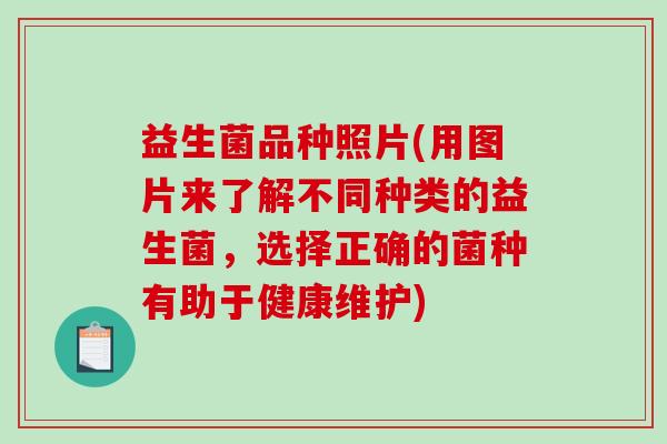 益生菌品种照片(用图片来了解不同种类的益生菌，选择正确的菌种有助于健康维护)