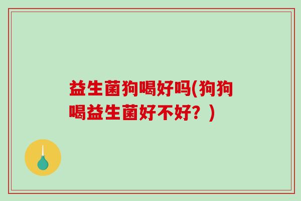 益生菌狗喝好吗(狗狗喝益生菌好不好？)