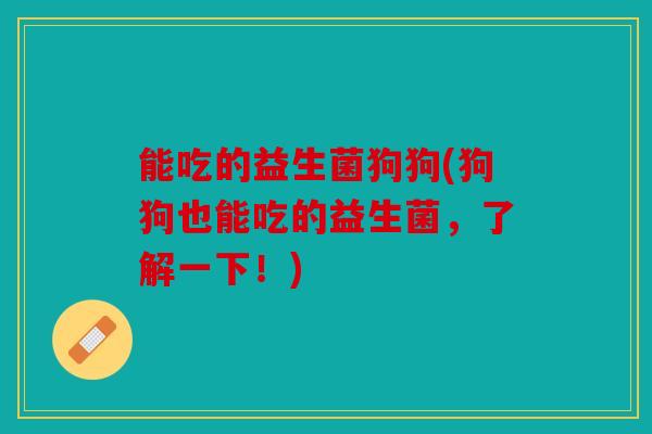能吃的益生菌狗狗(狗狗也能吃的益生菌，了解一下！)