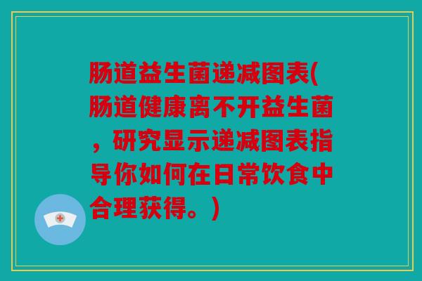 肠道益生菌递减图表(肠道健康离不开益生菌，研究显示递减图表指导你如何在日常饮食中合理获得。)