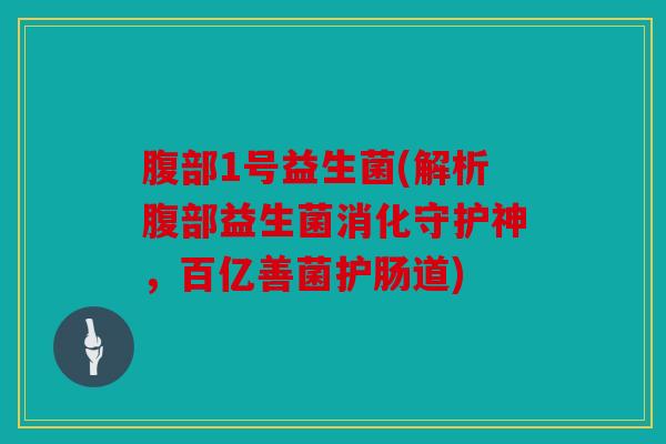 腹部1号益生菌(解析腹部益生菌消化守护神，百亿善菌护肠道)