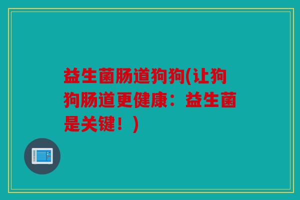益生菌肠道狗狗(让狗狗肠道更健康：益生菌是关键！)