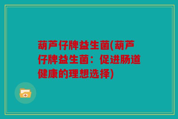 葫芦仔牌益生菌(葫芦仔牌益生菌：促进肠道健康的理想选择)