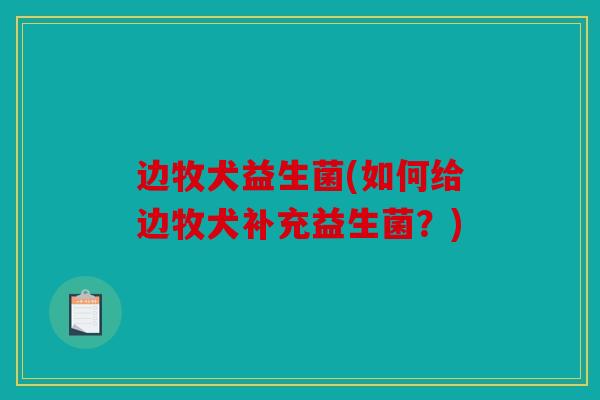 边牧犬益生菌(如何给边牧犬补充益生菌？)