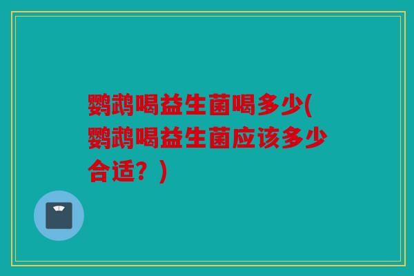 鹦鹉喝益生菌喝多少(鹦鹉喝益生菌应该多少合适？)