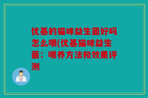 优基的猫咪益生菌好吗怎么喂(优基猫咪益生菌：喂养方法和效果评测