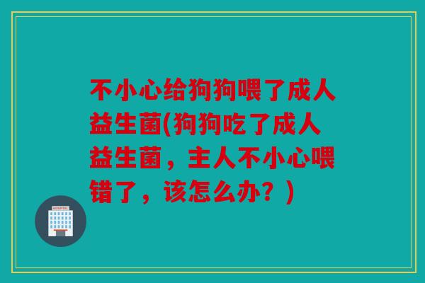 不小心给狗狗喂了成人益生菌(狗狗吃了成人益生菌，主人不小心喂错了，该怎么办？)
