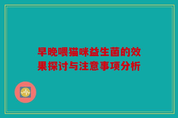 早晚喂猫咪益生菌的效果探讨与注意事项分析