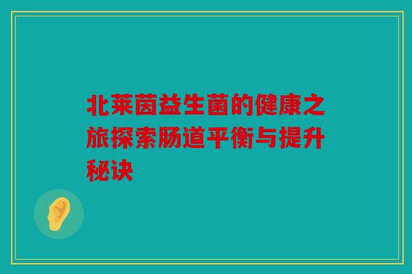 北莱茵益生菌的健康之旅探索肠道平衡与提升秘诀