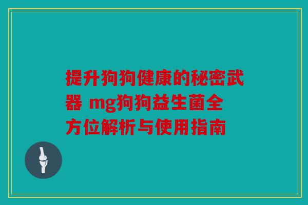 提升狗狗健康的秘密武器 mg狗狗益生菌全方位解析与使用指南 提升狗狗健康的秘密武器 mg狗狗益生菌全方位解析与使用指南
