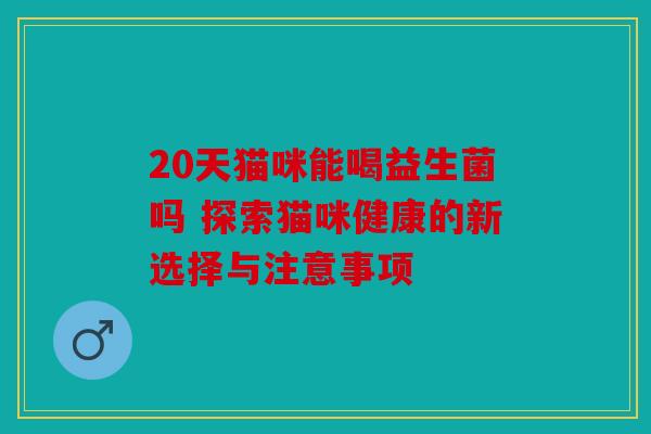 20天猫咪能喝益生菌吗 探索猫咪健康的新选择与注意事项 20天猫咪能喝益生菌吗 探索猫咪健康的新选择与注意事项
