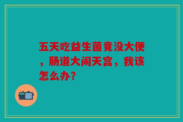 五天吃益生菌竟没大便，肠道大闹天宫，我该怎么办？