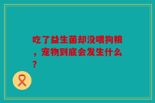 吃了益生菌却没喂狗粮，宠物到底会发生什么？
