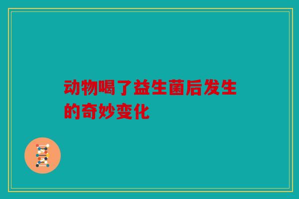 动物喝了益生菌后发生的奇妙变化