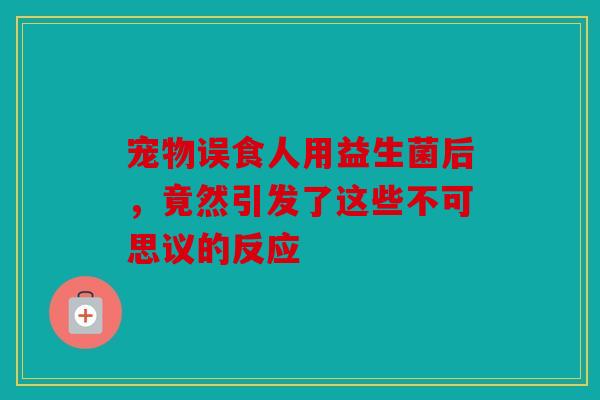宠物误食人用益生菌后，竟然引发了这些不可思议的反应