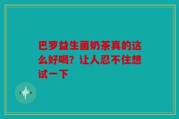 巴罗益生菌奶茶真的这么好喝？让人忍不住想试一下