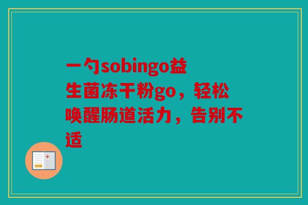 一勺sobingo益生菌冻干粉go，轻松唤醒肠道活力，告别不适