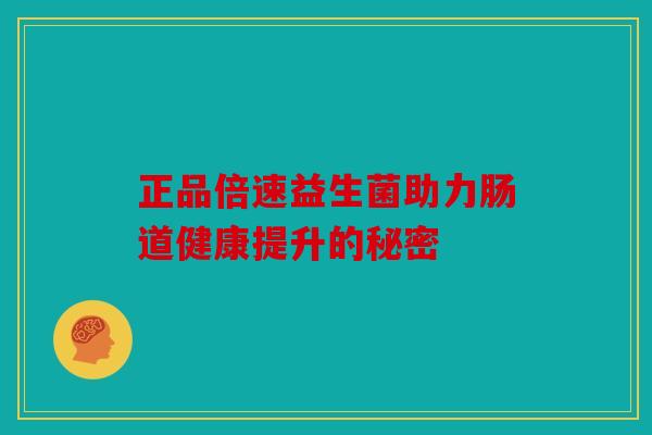 正品倍速益生菌助力肠道健康提升的秘密