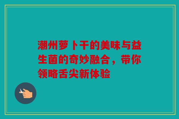 潮州萝卜干的美味与益生菌的奇妙融合，带你领略舌尖新体验