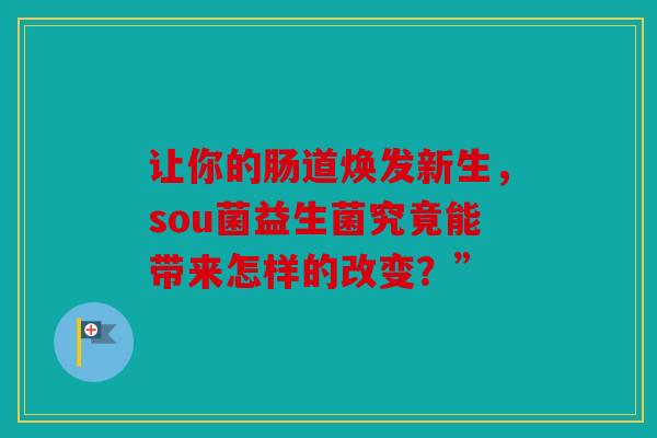 让你的肠道焕发新生，sou菌益生菌究竟能带来怎样的改变？”