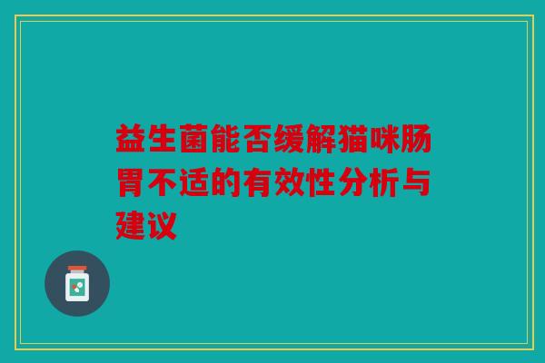 益生菌能否缓解猫咪肠胃不适的有效性分析与建议