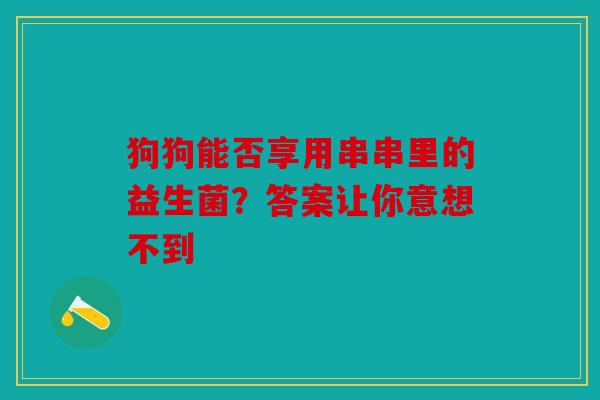 狗狗能否享用串串里的益生菌？答案让你意想不到